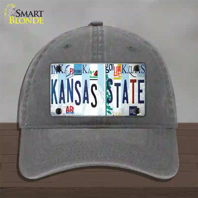 Kansas State Strip Art Novelty License Plate Hat Tag Unconstructed Cotton / Charcoal