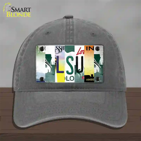 LSU Strip Art Novelty License Plate Hat Tag Unconstructed Cotton / Charcoal