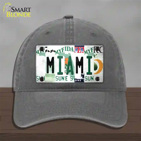 Miami Strip Art Novelty License Plate Hat Tag Unconstructed Cotton / Charcoal