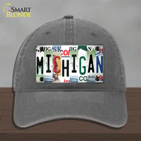 Michigan Strip Art Novelty License Plate Hat Tag Unconstructed Cotton / Charcoal