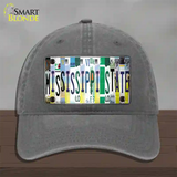 Mississippi State Strip Art Novelty License Plate Hat Tag Unconstructed Cotton / Charcoal