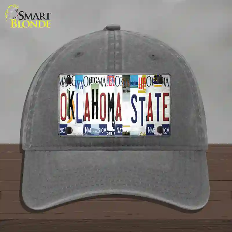 Oklahoma State Strip Art Novelty License Plate Hat Tag Unconstructed Cotton / Charcoal