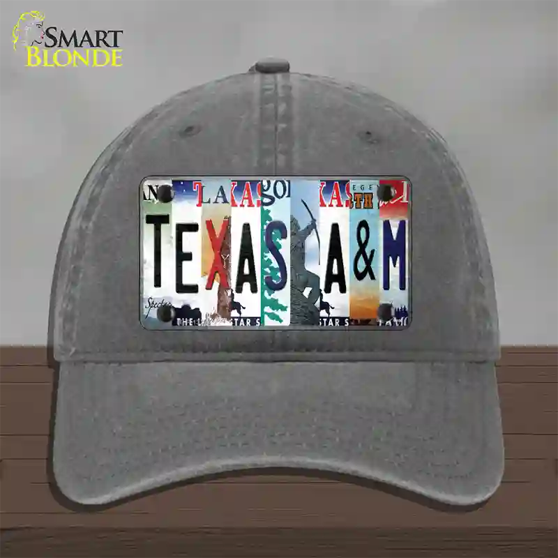 Texas A&M Strip Art Novelty License Plate Hat Tag Unconstructed Cotton / Charcoal