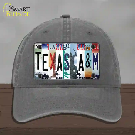 Texas A&M Strip Art Novelty License Plate Hat Tag Unconstructed Cotton / Charcoal