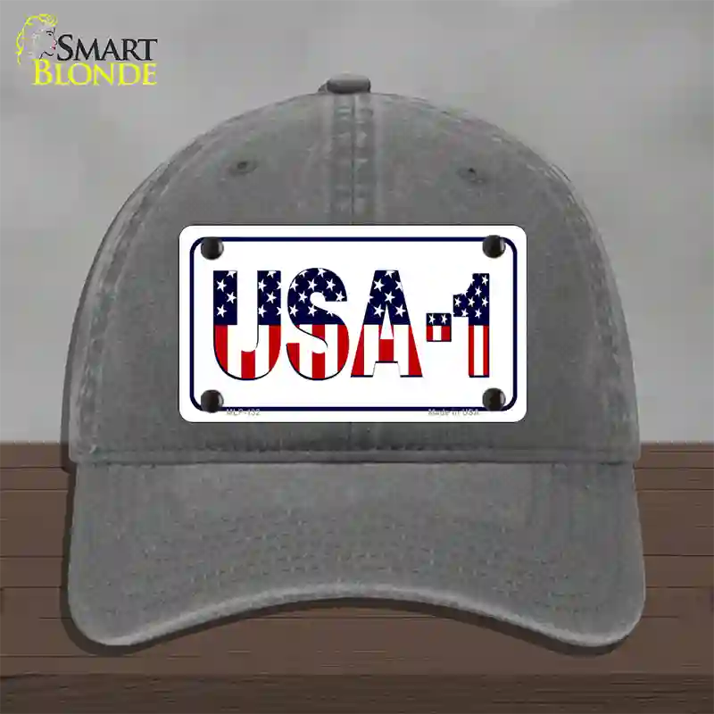 USA 1 Novelty License Plate Hat Unconstructed Cotton / Charcoal