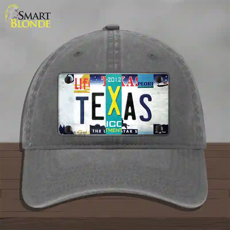 Texas Strip Art Novelty License Plate Hat Tag Unconstructed Cotton / Charcoal