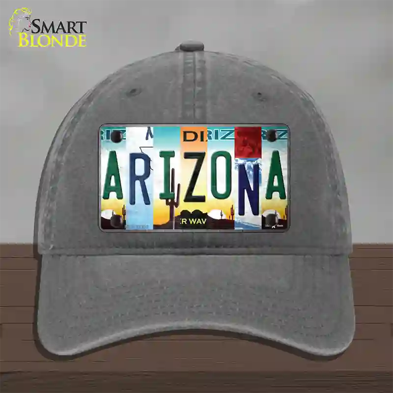 Arizona Strip Art Novelty License Plate Hat Tag Unconstructed Cotton / Charcoal