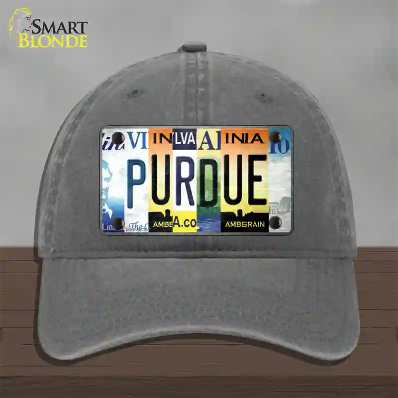 Purdue Strip Art Novelty License Plate Hat Tag Unconstructed Cotton / Charcoal