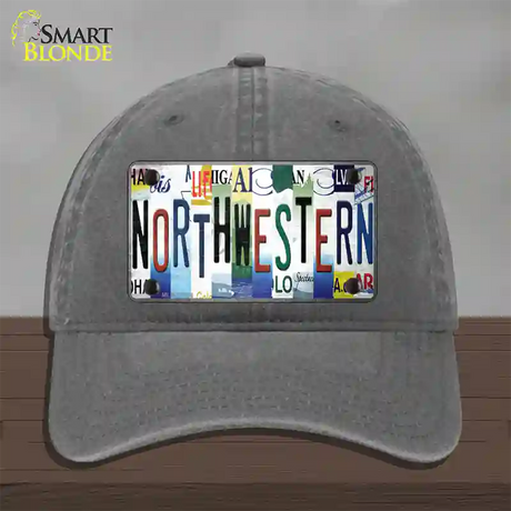 Northwestern Strip Art Novelty License Plate Hat Tag Unconstructed Cotton / Charcoal