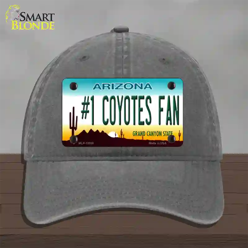 Number 1 Coyotes Fan Novelty License Plate Hat Tag Unconstructed Cotton / Charcoal