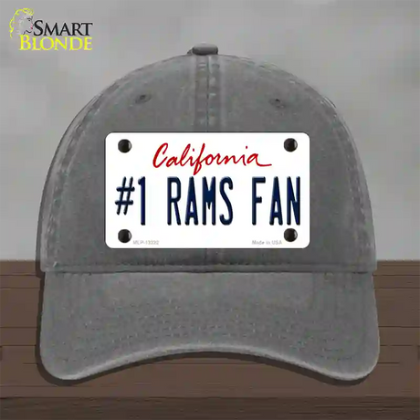 Number 1 Rams Fan Novelty License Plate Hat Tag Unconstructed Cotton / Charcoal