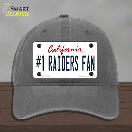 Number 1 Raiders Fan Novelty License Plate Hat Tag Unconstructed Cotton / Charcoal