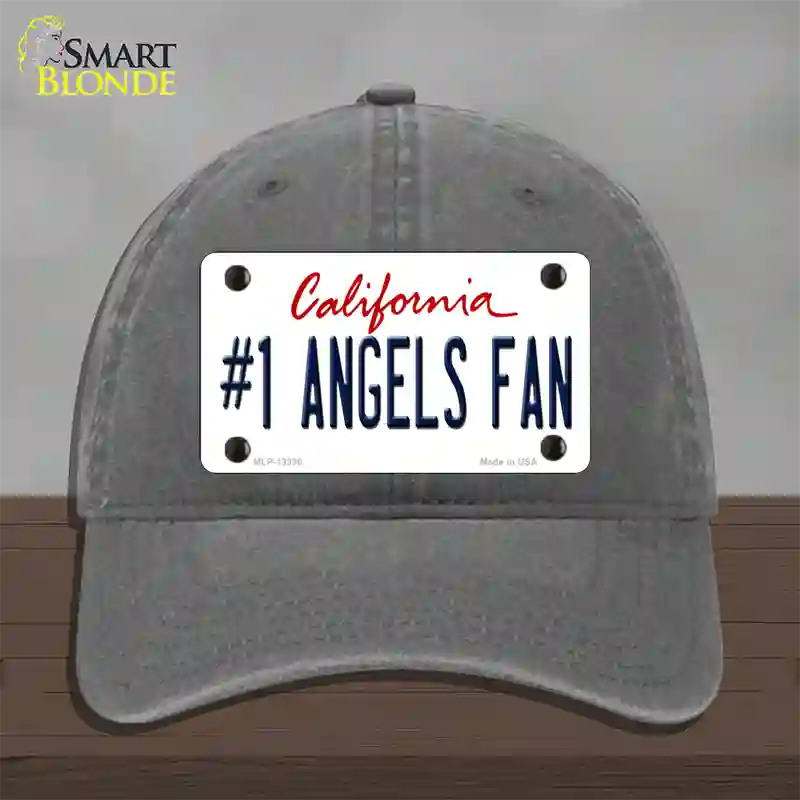 Number 1 Angels Fan Novelty License Plate Hat Tag Unconstructed Cotton / Charcoal