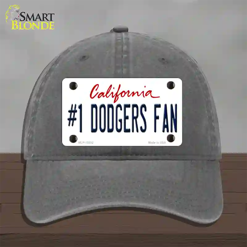 Number 1 Dodgers Fan Novelty License Plate Hat Tag Unconstructed Cotton / Charcoal