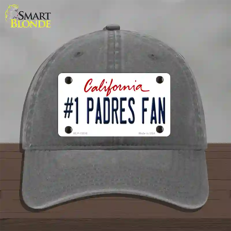 Number 1 Padres Fan Novelty License Plate Hat Tag Unconstructed Cotton / Charcoal