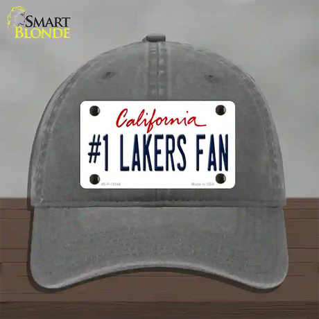 Number 1 Lakers Fan Novelty License Plate Hat Tag Unconstructed Cotton / Charcoal