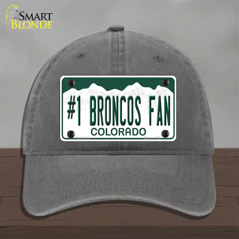 Number 1 Broncos Fan Novelty License Plate Hat Tag Unconstructed Cotton / Charcoal