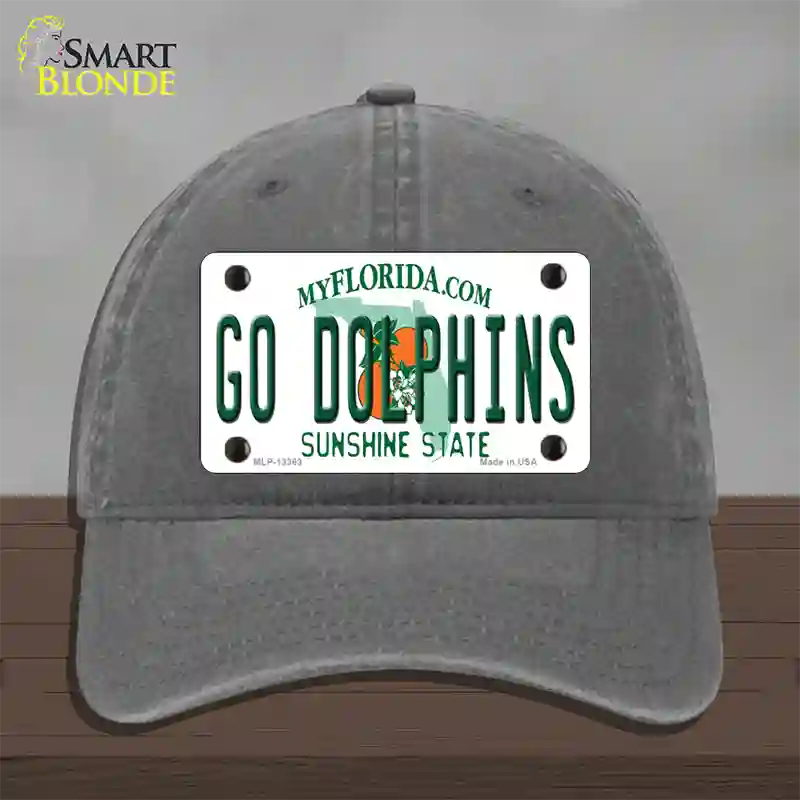 Go Dolphins Novelty License Plate Hat Tag Unconstructed Cotton / Charcoal