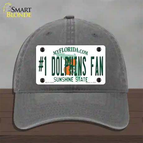 Number 1 Dolphins Fan Novelty License Plate Hat Tag Unconstructed Cotton / Charcoal