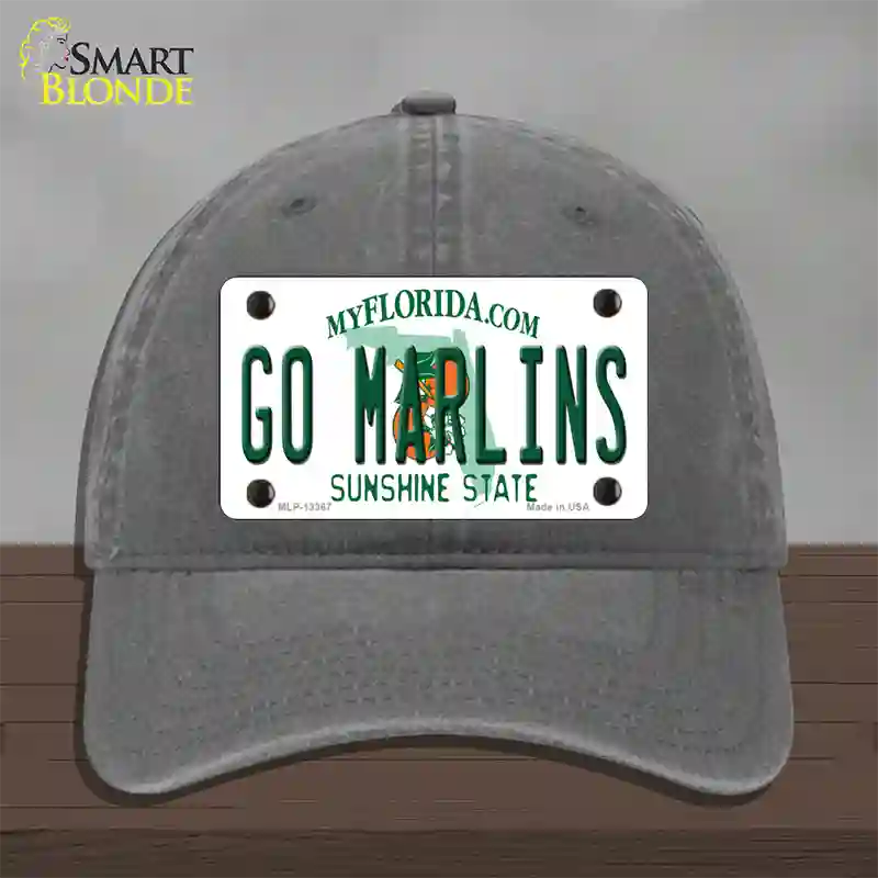 Go Marlins Novelty License Plate Hat Tag Unconstructed Cotton / Charcoal