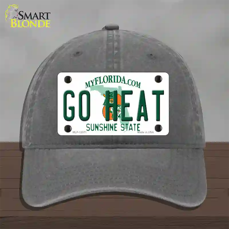 Go Heat Novelty License Plate Hat Tag Unconstructed Cotton / Charcoal