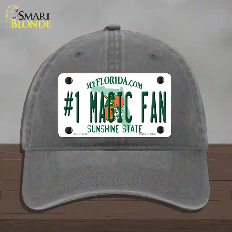 Number 1 Magic Fan Novelty License Plate Hat Tag Unconstructed Cotton / Charcoal