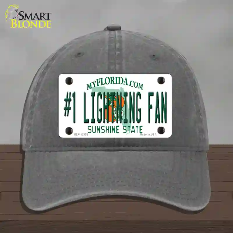 Number 1 Lightning Fan Novelty License Plate Hat Tag Unconstructed Cotton / Charcoal