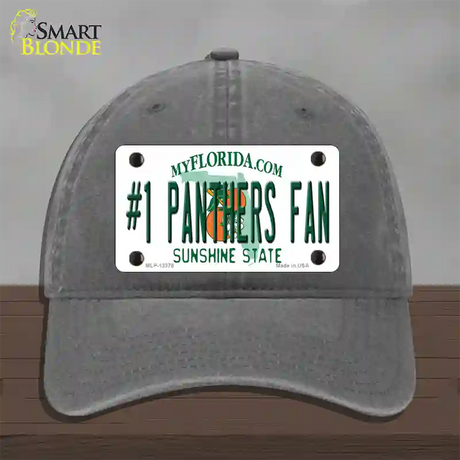 Number 1 Panthers Fan Novelty License Plate Hat Tag Unconstructed Cotton / Charcoal