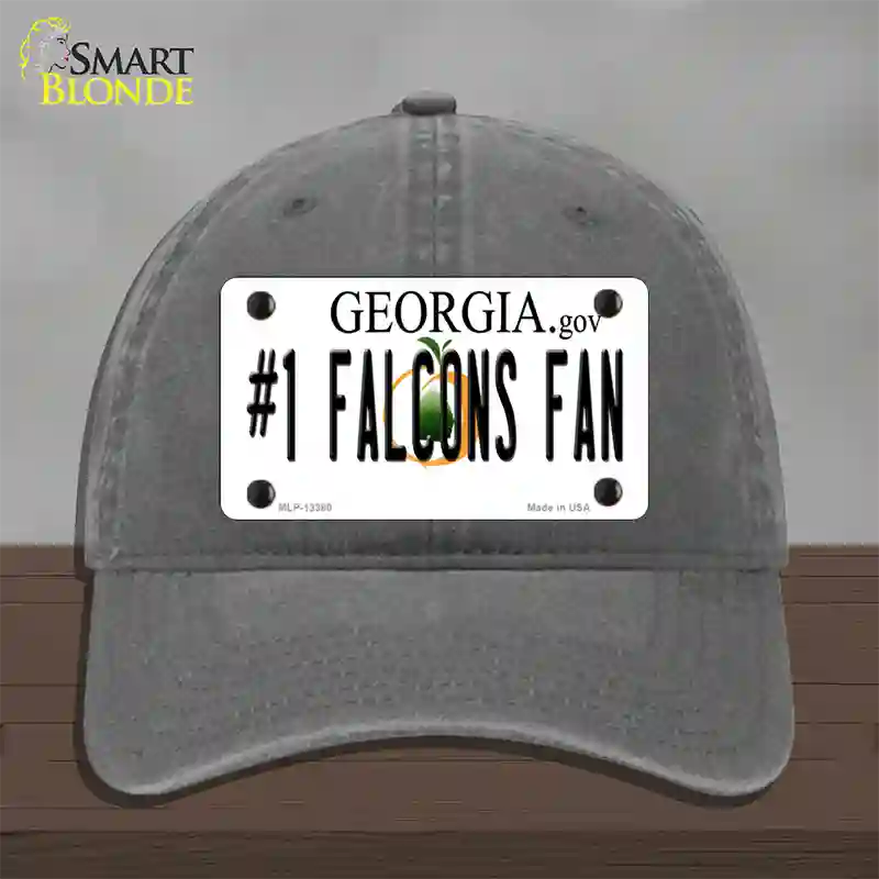 Number 1 Falcons Fan Novelty License Plate Hat Tag Unconstructed Cotton / Charcoal