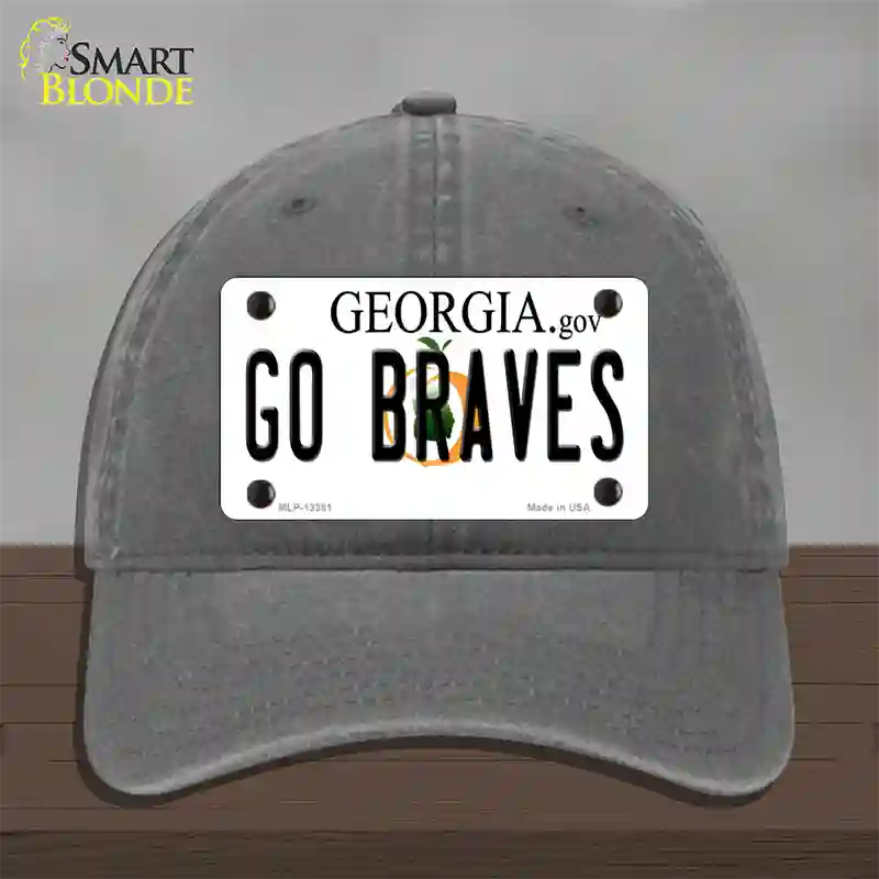 Go Braves Novelty License Plate Hat Tag Unconstructed Cotton / Charcoal