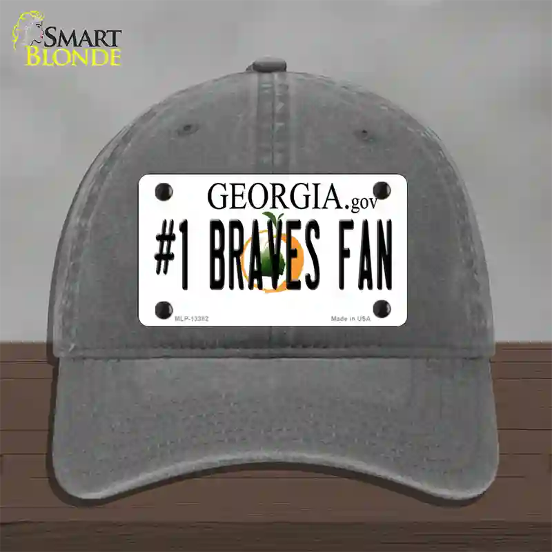 Number 1 Braves Fan Novelty License Plate Hat Tag Unconstructed Cotton / Charcoal