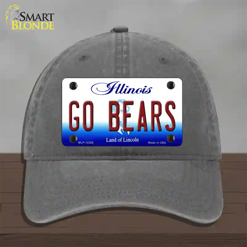 Go Bears Novelty License Plate Hat Tag Unconstructed Cotton / Charcoal