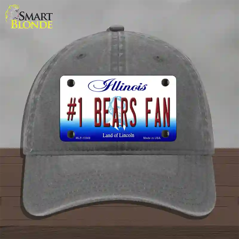 Number 1 Bears Fan Novelty License Plate Hat Tag Unconstructed Cotton / Charcoal