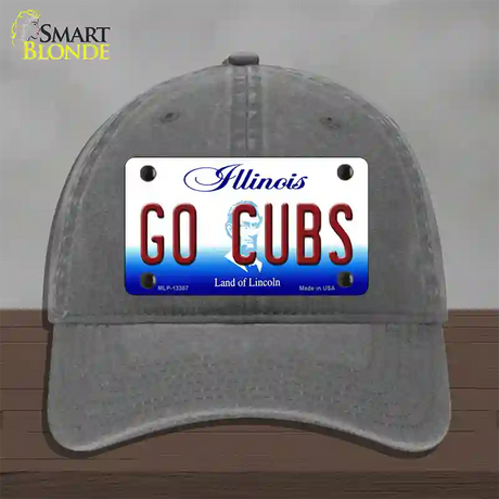 Go Cubs Novelty License Plate Hat Tag Unconstructed Cotton / Charcoal