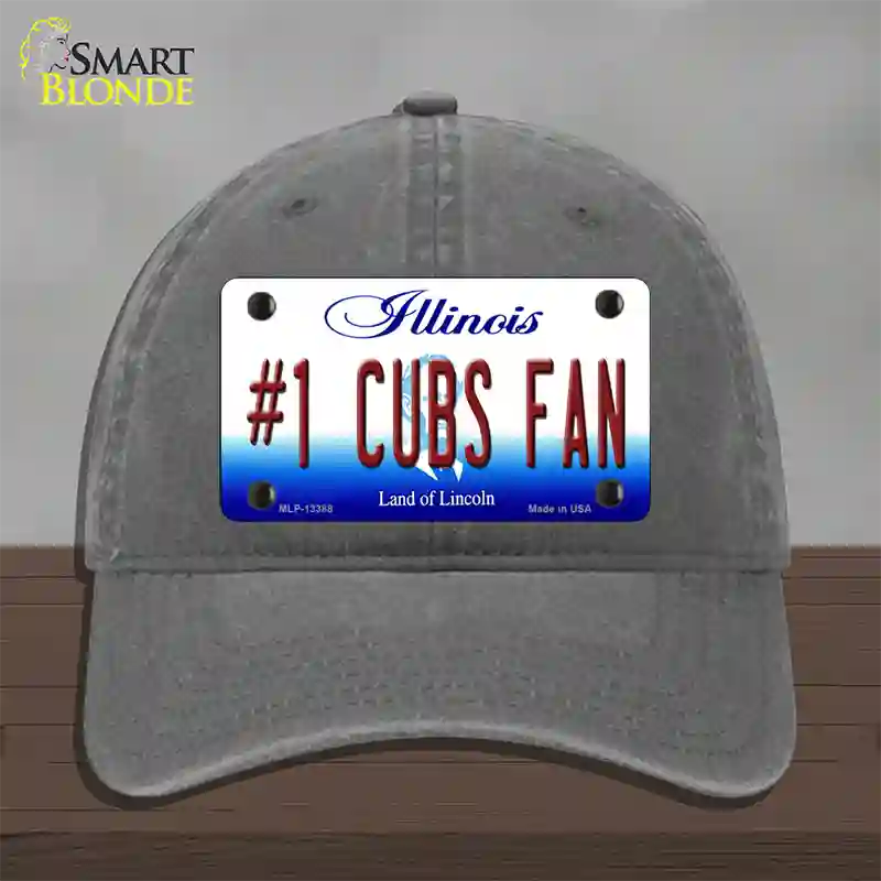 Number 1 Cubs Fan Novelty License Plate Hat Tag Unconstructed Cotton / Charcoal