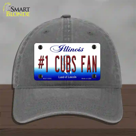 Number 1 Cubs Fan Novelty License Plate Hat Tag Unconstructed Cotton / Charcoal