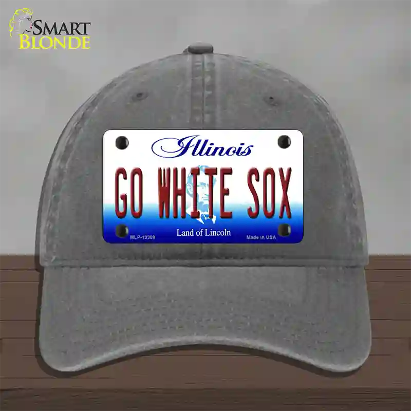 Go White Sox Novelty License Plate Hat Tag Unconstructed Cotton / Charcoal