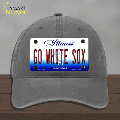 Go White Sox Novelty License Plate Hat Tag Unconstructed Cotton / Charcoal