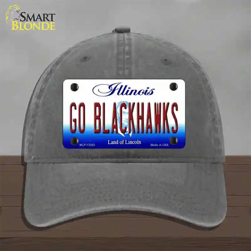 Go Blackhawks Novelty License Plate Hat Tag Unconstructed Cotton / Charcoal