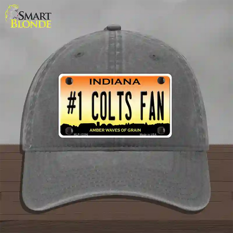 Number 1 Colts Fan Novelty License Plate Hat Tag Unconstructed Cotton / Charcoal