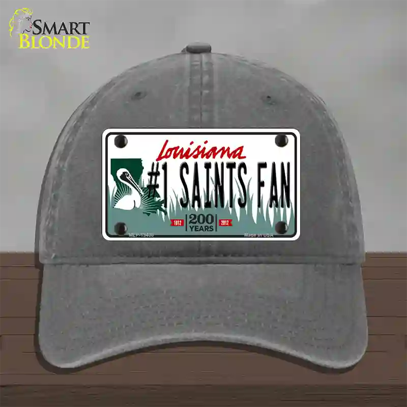 Number 1 Saints Fan Novelty License Plate Hat Tag Unconstructed Cotton / Charcoal