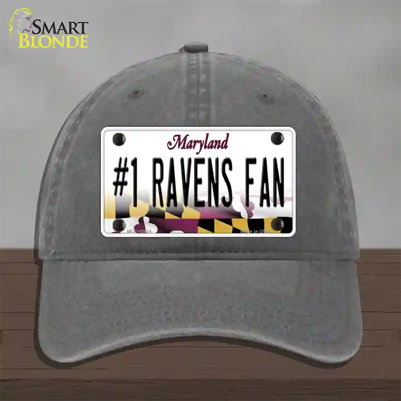 Number 1 Ravens Fan Novelty License Plate Hat Tag Unconstructed Cotton / Charcoal