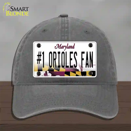 Number 1 Orioles Fan Novelty License Plate Hat Tag Unconstructed Cotton / Charcoal