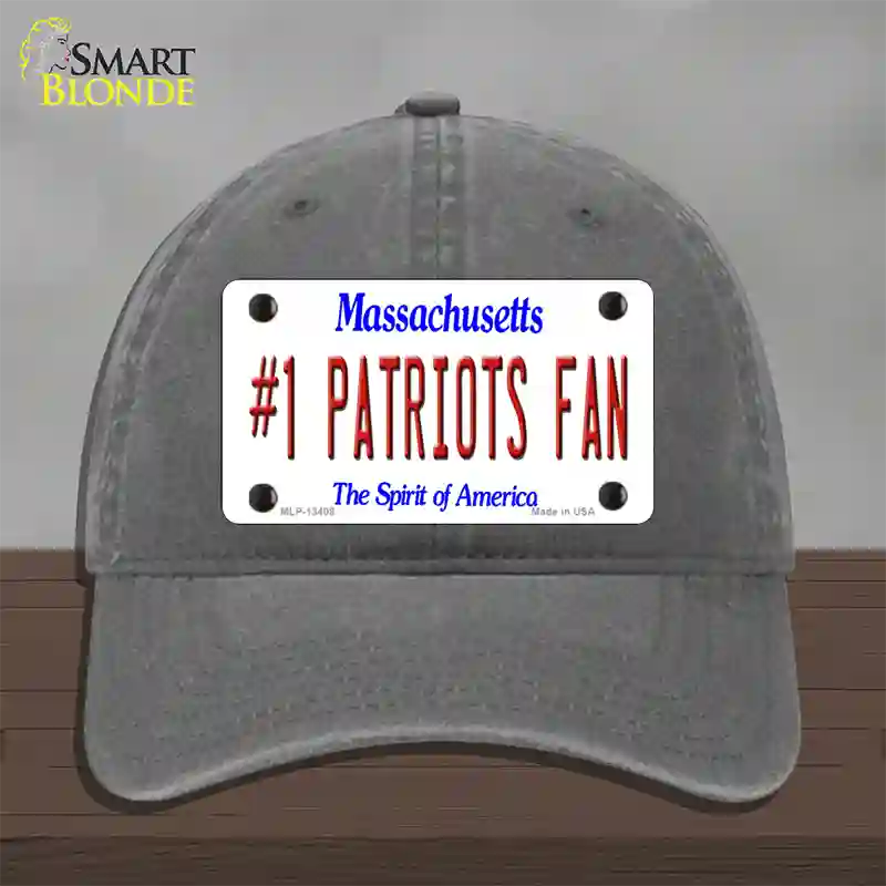 Number 1 Patriots Fan Novelty License Plate Hat Tag Unconstructed Cotton / Charcoal