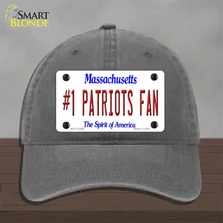 Number 1 Patriots Fan Novelty License Plate Hat Tag Unconstructed Cotton / Charcoal