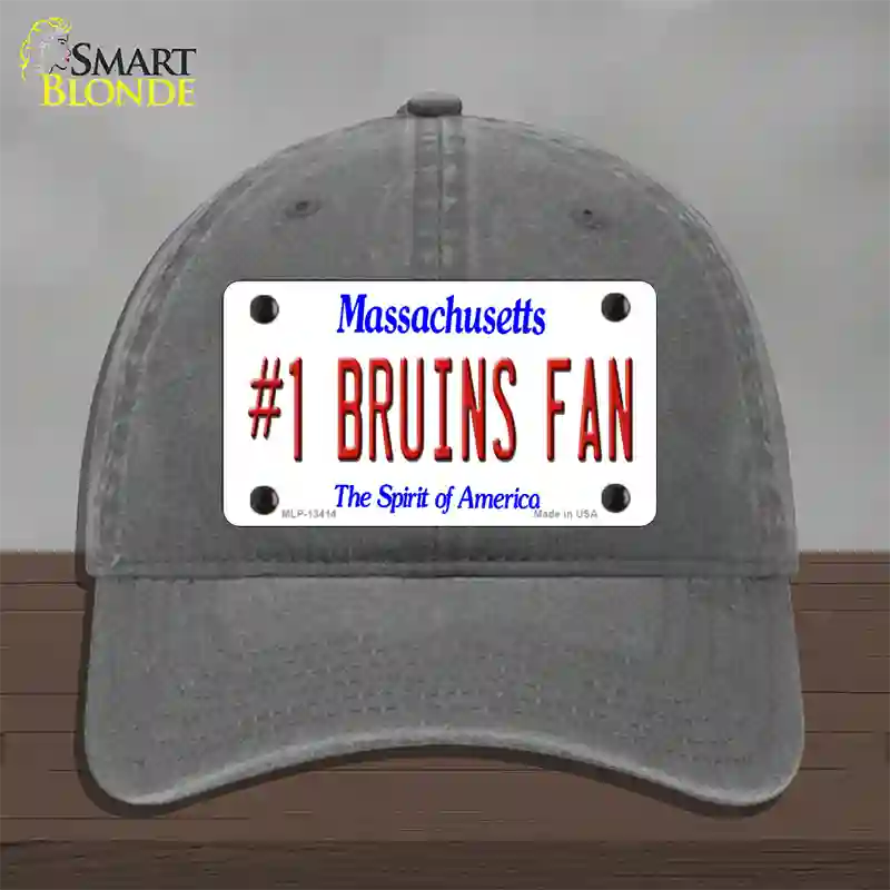 Number 1 Bruins Fan Novelty License Plate Hat Tag Unconstructed Cotton / Charcoal