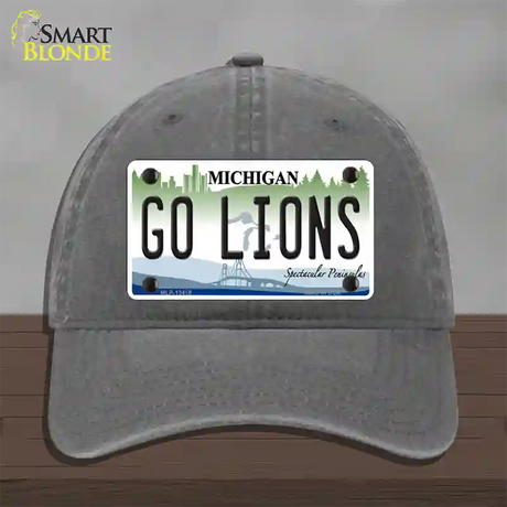 Go Lions Novelty License Plate Hat Tag Unconstructed Cotton / Charcoal