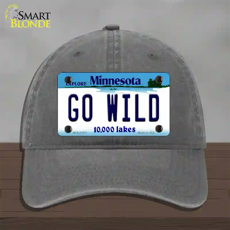 Go Wild Novelty License Plate Hat Tag Unconstructed Cotton / Charcoal