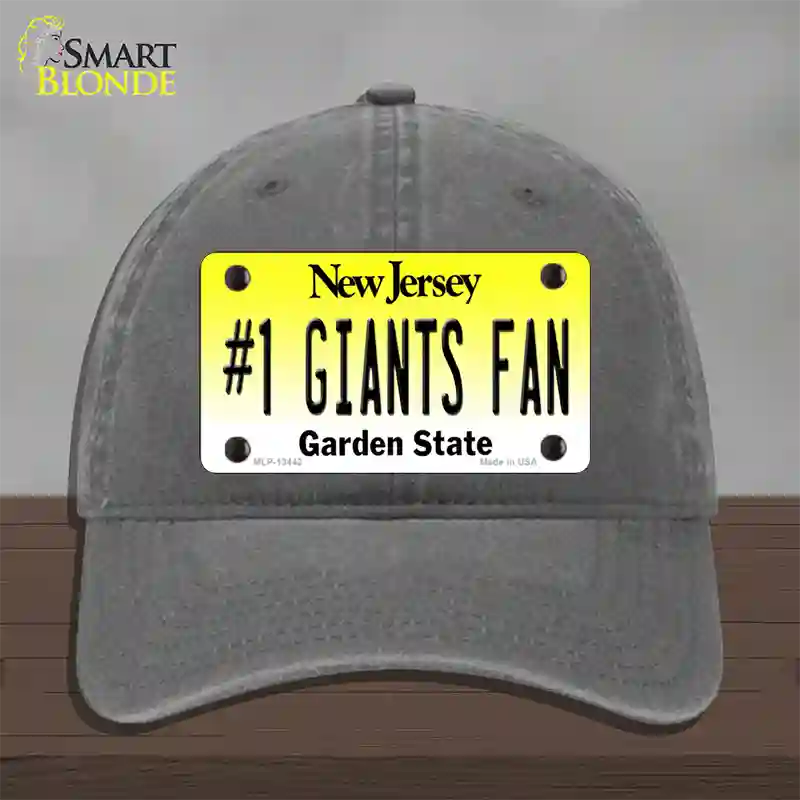 New Jersey Number 1 Giants Fan Novelty License Plate Hat Tag Unconstructed Cotton / Charcoal