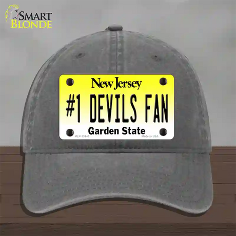 Number 1 Devils Fan Novelty License Plate Hat Tag Unconstructed Cotton / Charcoal